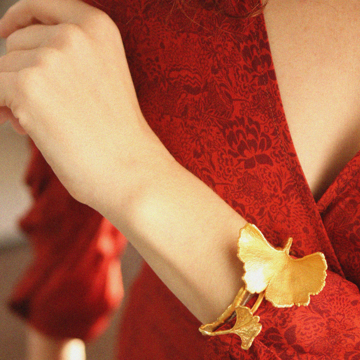 Браслет Flora в золоте, Гинкго, фото 4