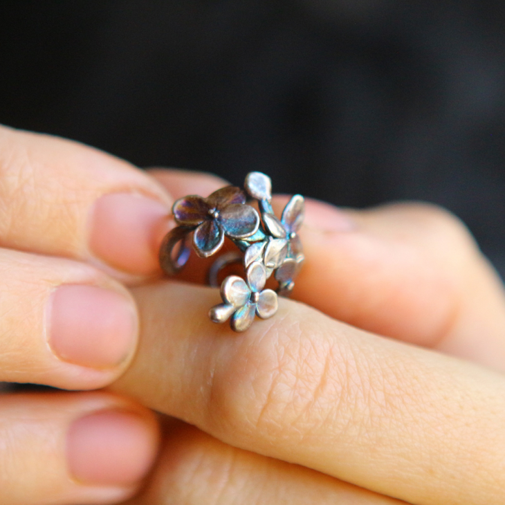 Cuff in silver, Hydrangea, фото 4
