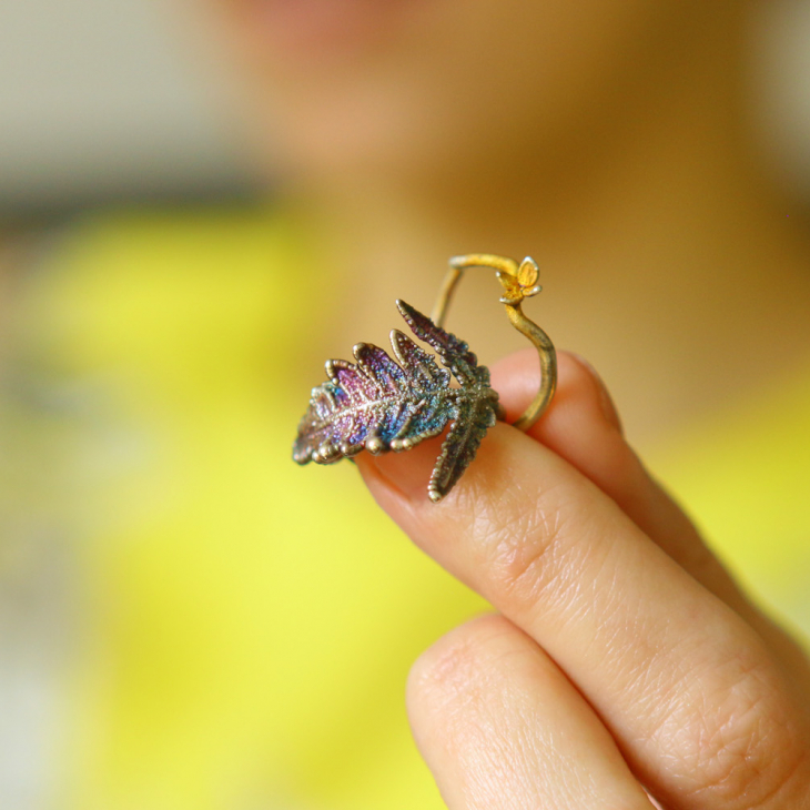 Rings in silver, Hydrangea and Fern leaf, фото 6