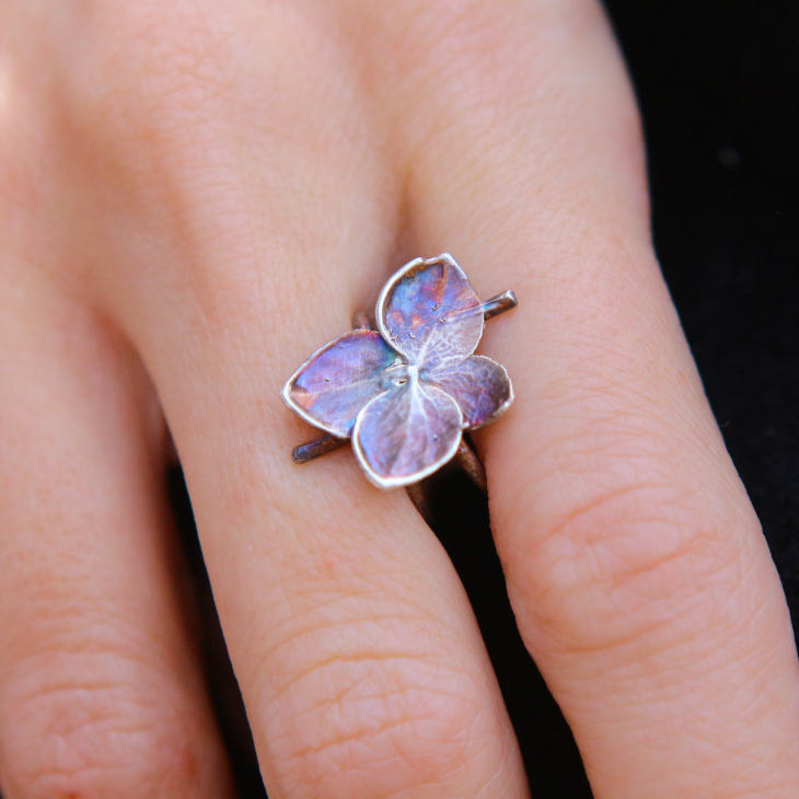 Cuff in silver, Hydrangea , фото 2