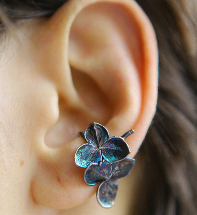 Cuff in silver, Hydrangea, фото 1