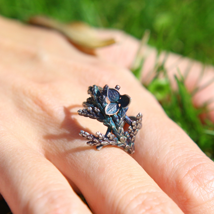 Cuff in silver, Thuja and Hydrangea , фото 6
