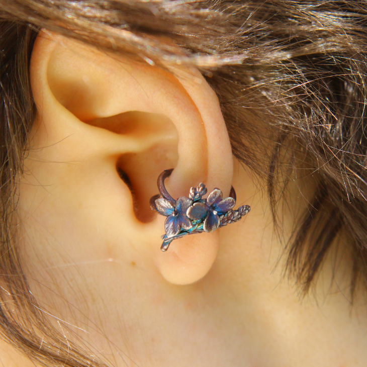 Cuff in silver, Thuja and Hydrangea , фото 4