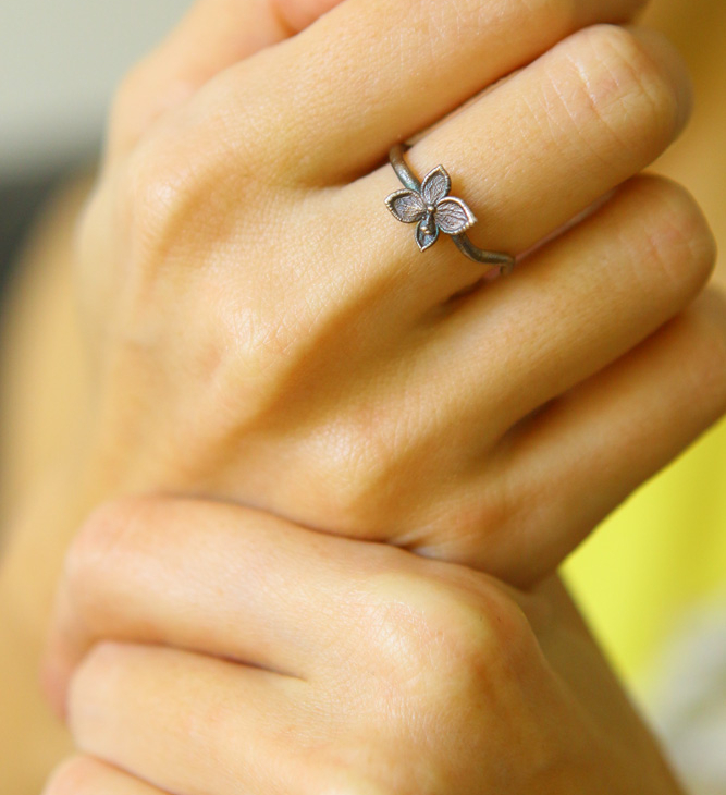 Ring in silver, Hydrangea , фото 1