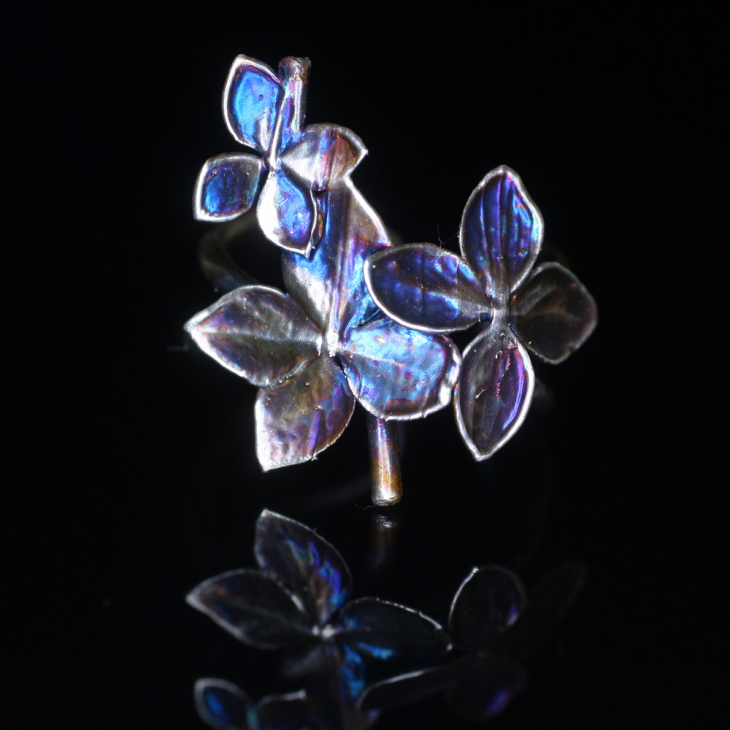 Cuff in silver, Hydrangea , фото 1