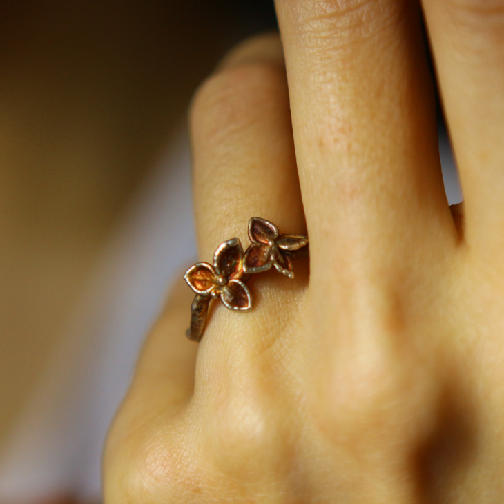 Ring in silver, Hydrangea , фото 3
