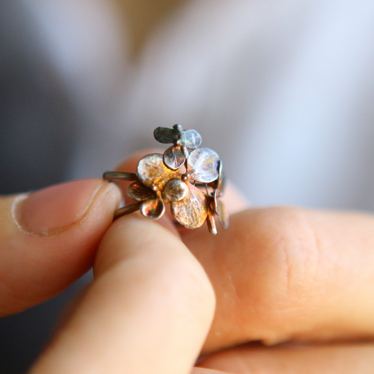 Cuff in silver, Hydrangea, фото 3