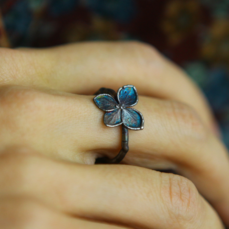 Ring in silver, Hydrangea , фото 1