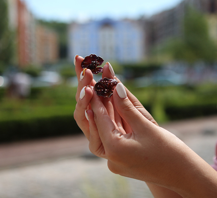 Серьги в серебре Fleur de Magique, Абрикос, фото 2