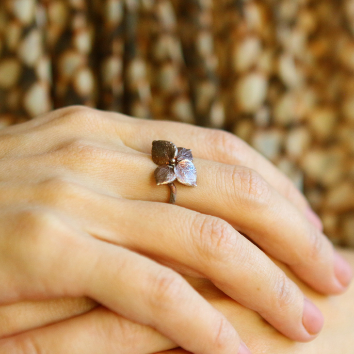 Ring in silver, Hydrangea , фото 1