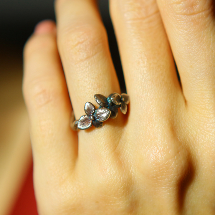 Ring in silver, Hydrangea , фото 2