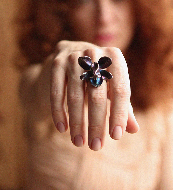 Кольцо в серебре Fleur de Magique, Орхидея, фото 3