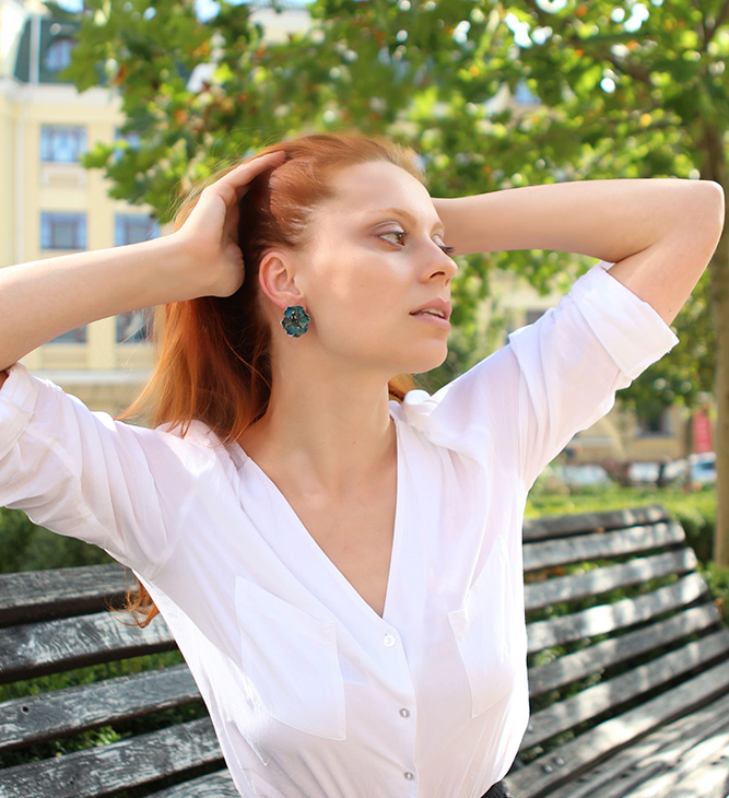 Серьги в серебре Fleur de Magique, Абрикос, фото 3