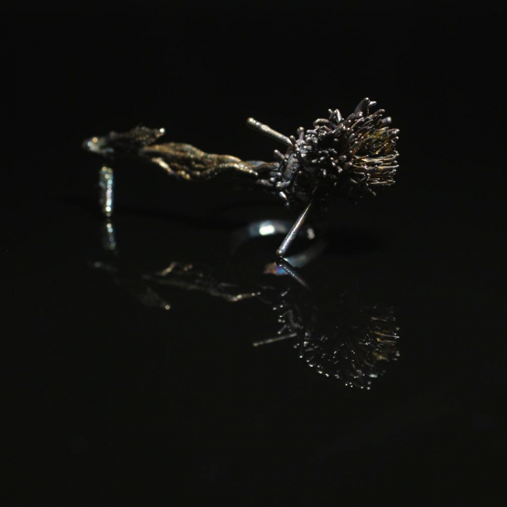 Кольцо в серебре Space Flower, Василек, фото 3