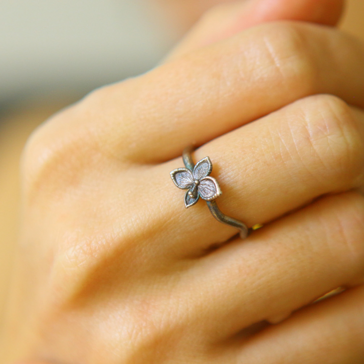 Ring in silver, Hydrangea , фото 2