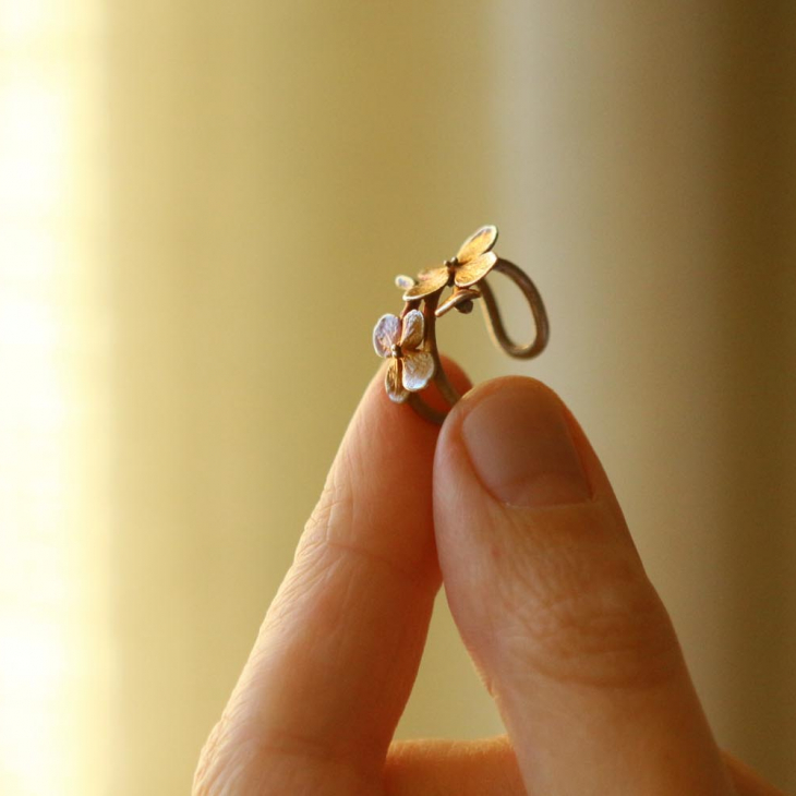 Cuff in silver, Hydrangea, фото 2