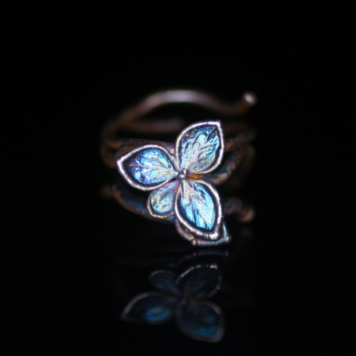 Ring in silver, Hydrangea , фото 4