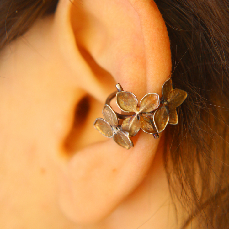 Cuff in silver, Hydrangea , фото 1