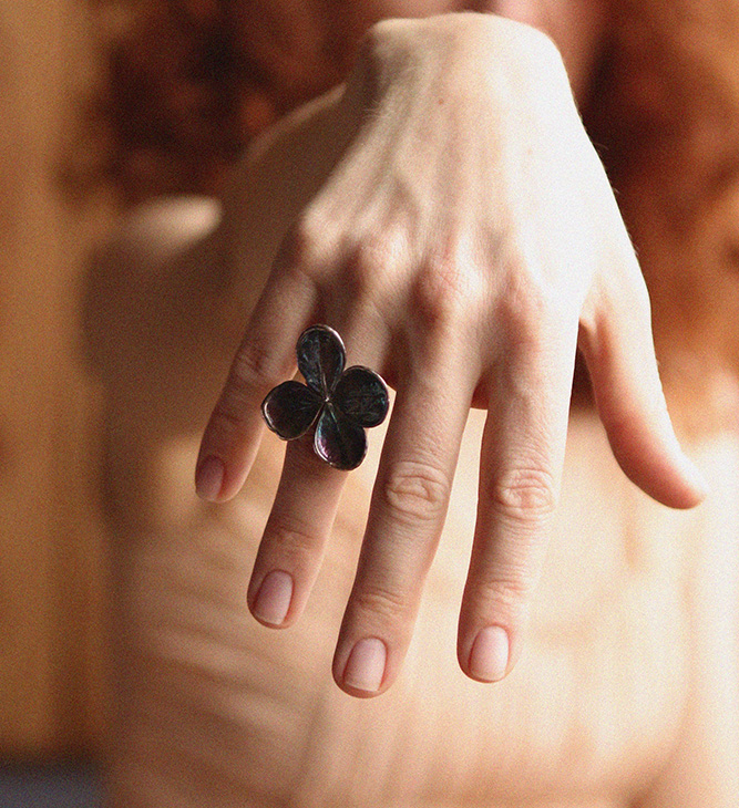 Кольцо в серебре Fleur de Magique, Гортензия, фото 2