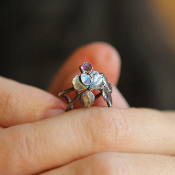 Cuff in silver, Hydrangea, фото 2