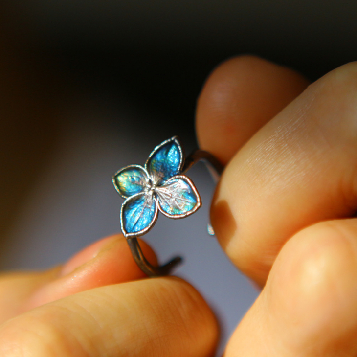 Ring in silver, Hydrangea , фото 3