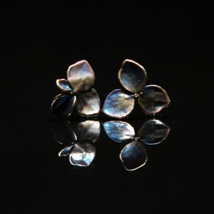 Серьги гвоздики в серебре Fleur de Magique, Гортензия, фото 1