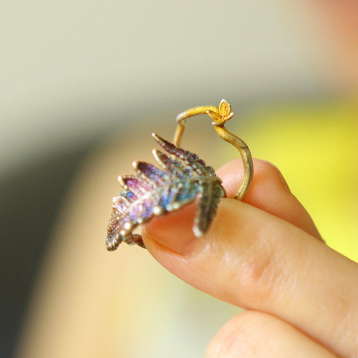 Rings in silver, Hydrangea and Fern leaf, фото 5