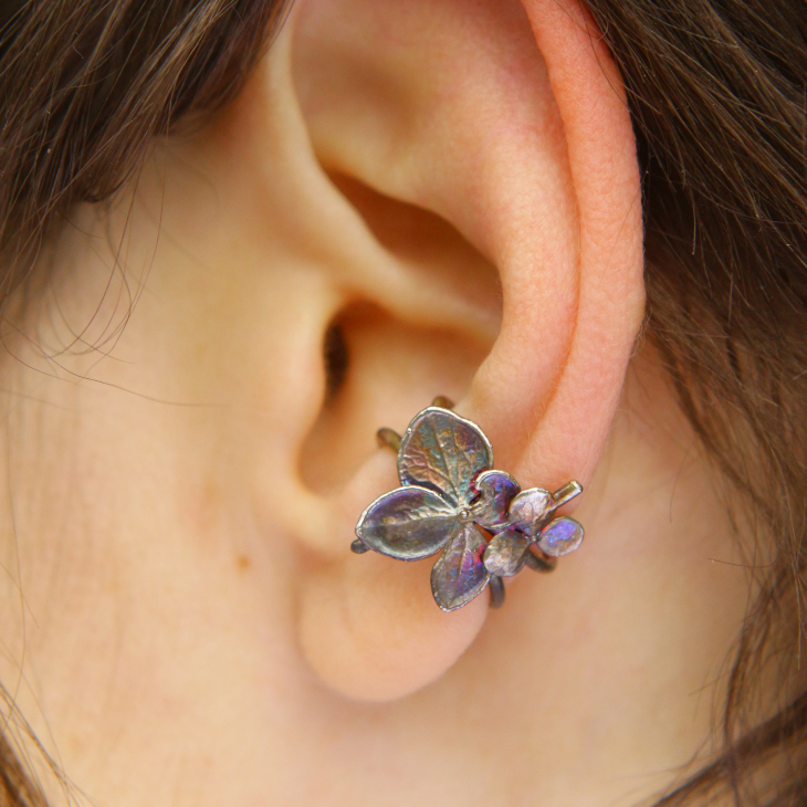 Cuff in silver, Hydrangea, фото 1