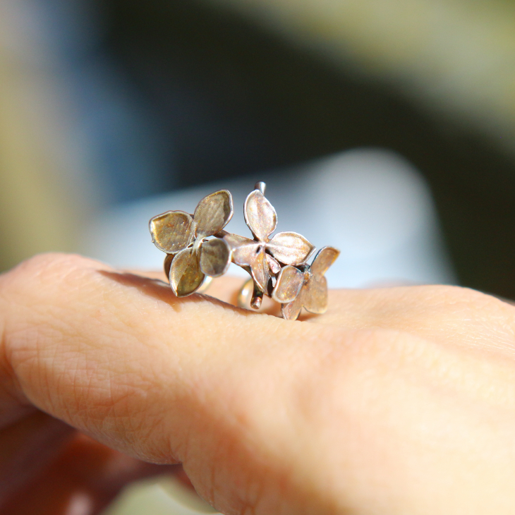 Cuff in silver, Hydrangea , фото 2