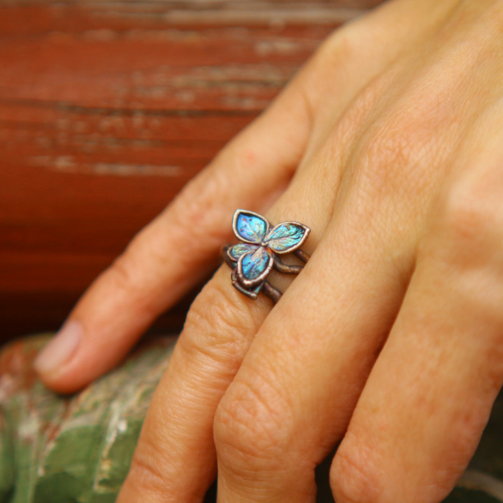 Ring in silver, Hydrangea , фото 1