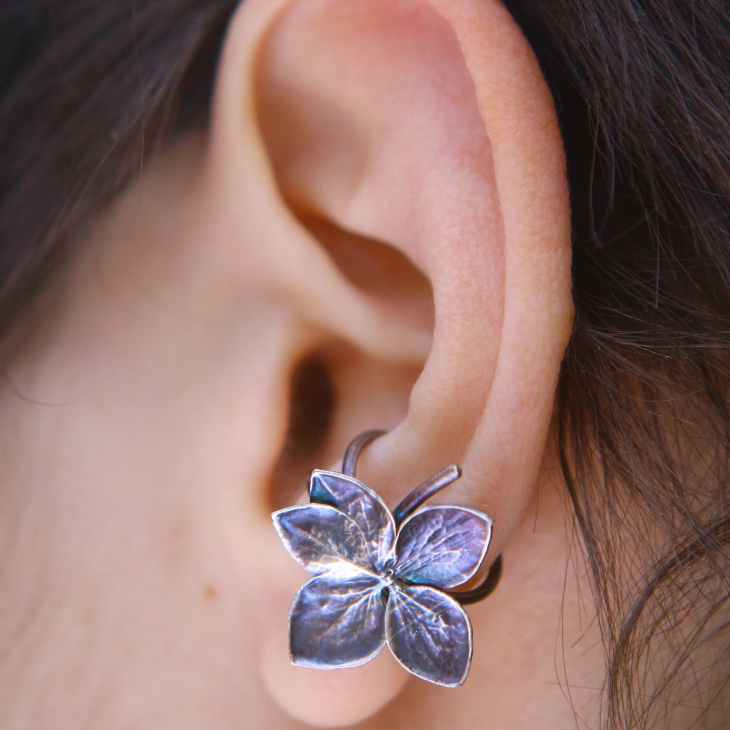 Cuff in silver, Hydrangea , фото 1