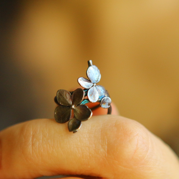 Cuff in silver, Hydrangea, фото 2