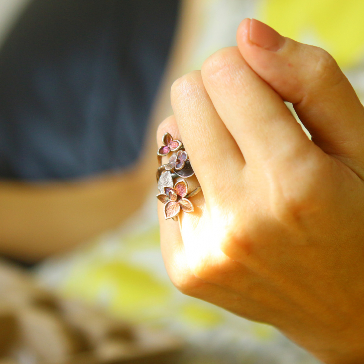 Rings in silver, Hydrangea , фото 2