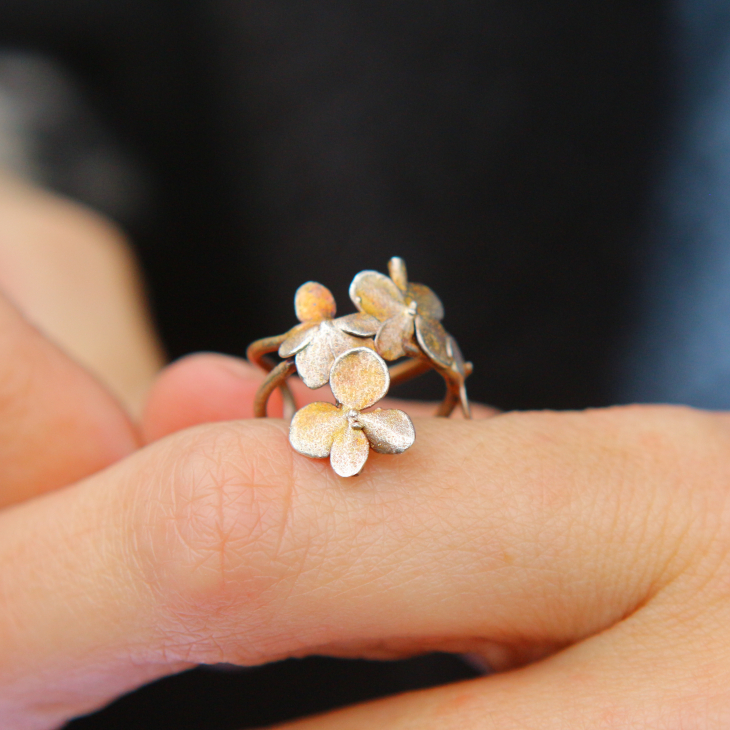 Cuff in silver, Hydrangea, фото 2