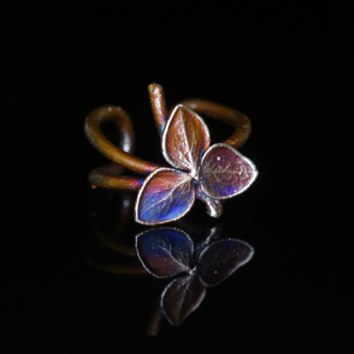 Cuff in silver, Hydrangea , фото 1