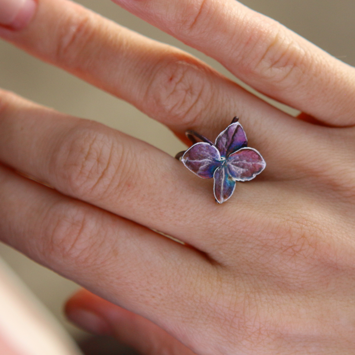 Cuff in silver, Hydrangea , фото 2