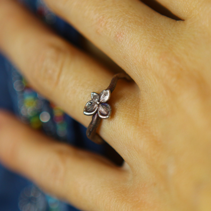 Ring in silver, Hydrangea , фото 1