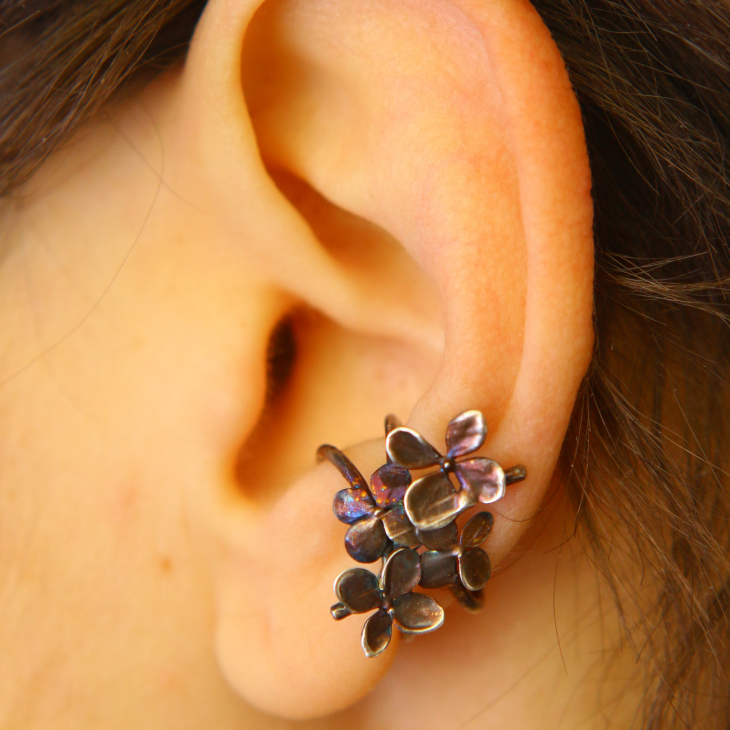 Cuff in silver, Hydrangea , фото 1