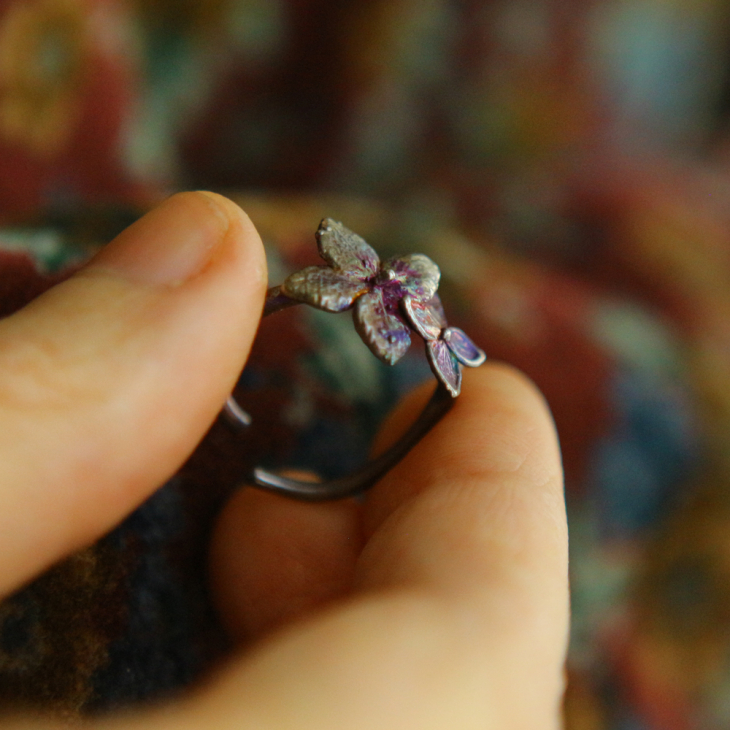 Ring in silver, Hydrangea , фото 2