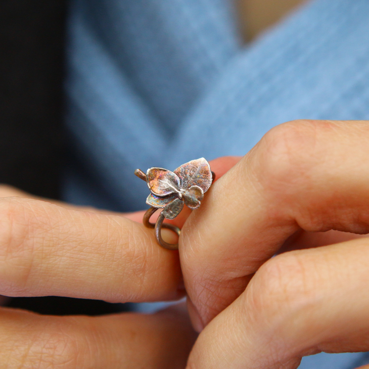Cuff in silver, Hydrangea, фото 2