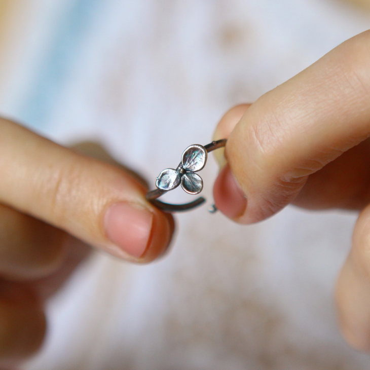 Ring in silver, Hydrangea , фото 1