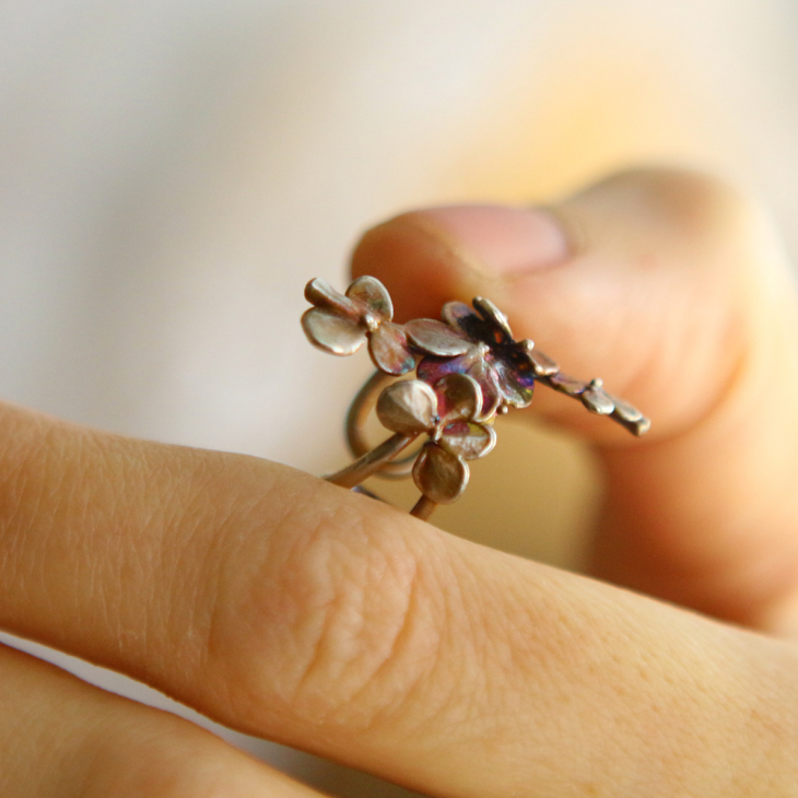 Cuff in silver, Hydrangea, фото 3