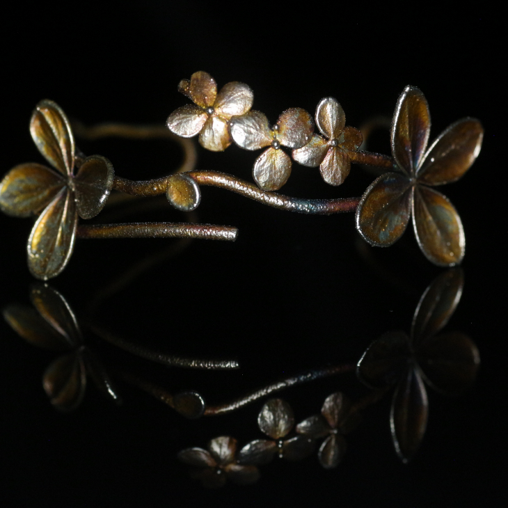 Hydrangea floral bracelet in colored silver, фото 8