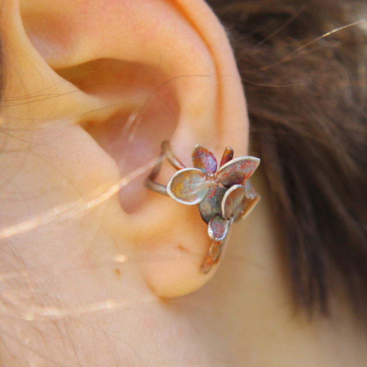 Cuff in silver, Hydrangea , фото 1