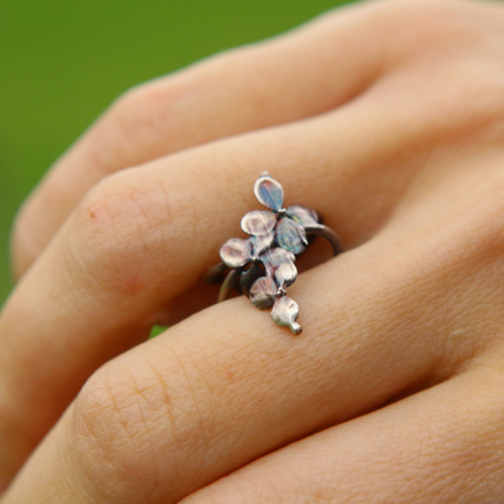 Cuff in silver, Hydrangea , фото 3