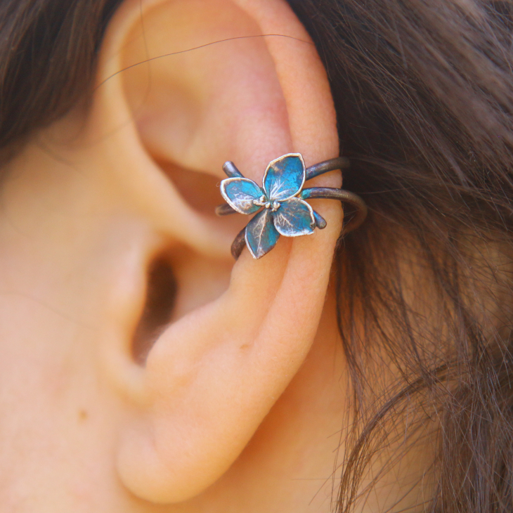 Cuff in silver, Hydrangea , фото 3