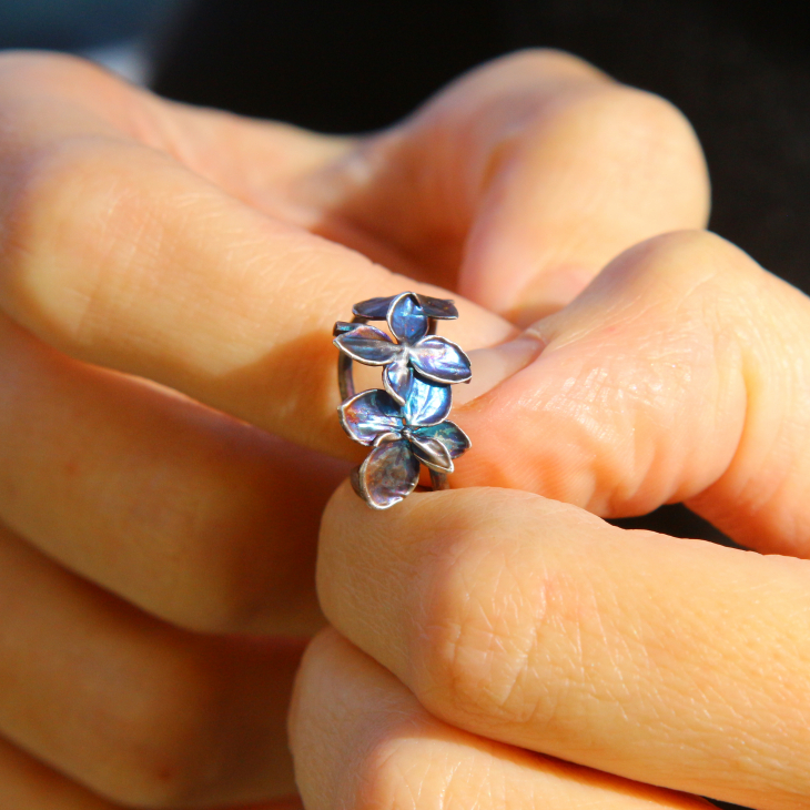 Cuff in silver, Hydrangea , фото 2