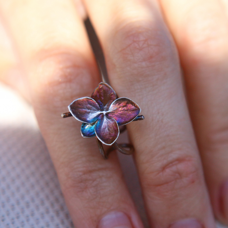 Cuff in silver, Hydrangea , фото 3