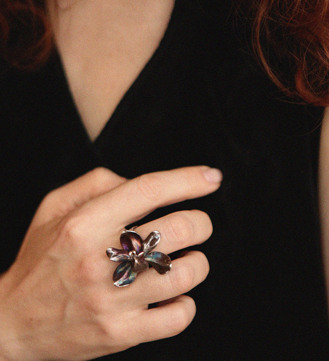 Кольцо в серебре Fleur de Magique, Орхидея, фото 2