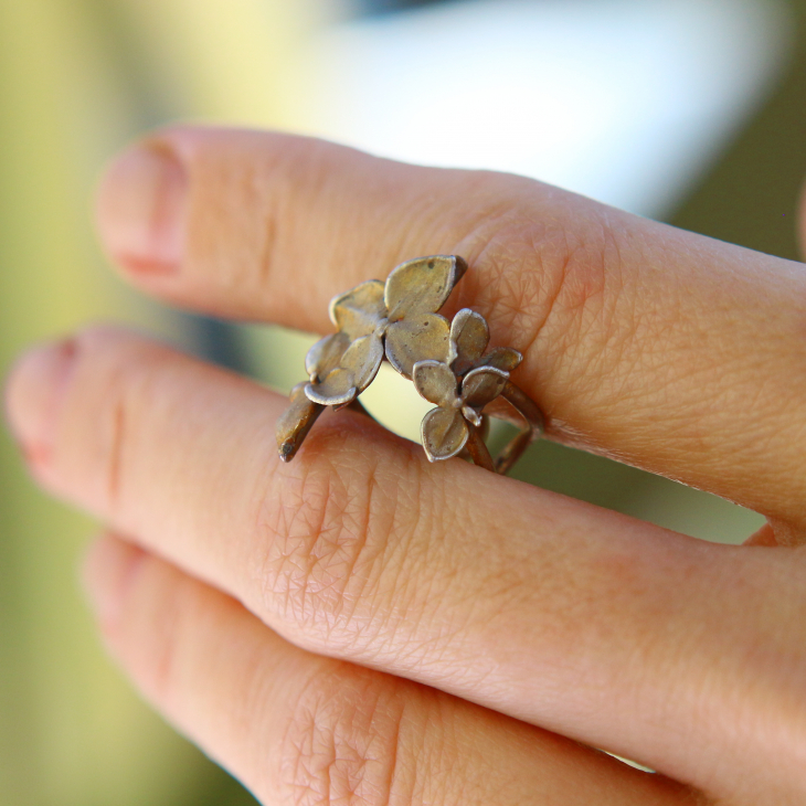 Cuff in silver, Hydrangea , фото 2